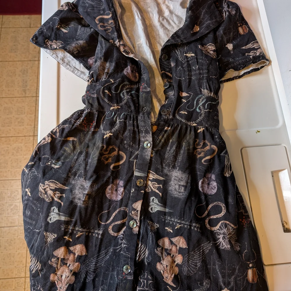 DISTURBIA Maudeline Victoriana Button Down Shirt Dress US 10 Goth Fairycore L - Picture 7 of 7